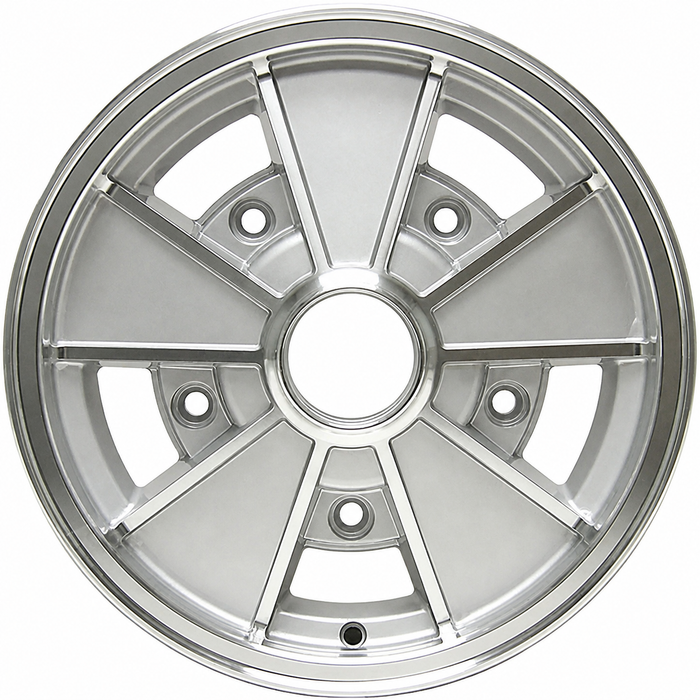 C32-BR3S - BRM REPLICA SILVER 5 SPOKE WHEEL - 15 IN. x 4.5 IN. WIDE - WIDE 5 BOLT PATTERN (5x205MM) CENTER CAP AND MOUNTING HARDWARE IS SOLD SEPARATELY - SOLD EACH