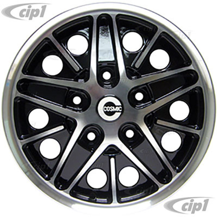 C32-COS-5515-1B - COSMIC ROAD WHEEL - BLACK - 15 INCH X 5.5 INCH WIDE - 5 BOLT X 112MM BUS/VANAGON PATTERN - BUS 71-79 - VANAGON 80-92 - HARDWARE SOLD SEP. - SOLD EACH - (A20)