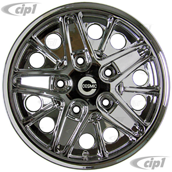 C32-COS-5515-C - COSMIC ROAD WHEEL - FULL CHROME FINISH - 15 INCH X 5.5 INCH WIDE - 5 BOLT X 130MM PATTERN - BEETLE 68-79 / GHIA 68-74 / TYPE-3 66-73 - HARDWARE SOLD SEP. - SOLD EACH