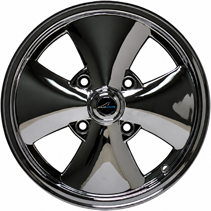 C32-EIC-C - 4 SPOKE IRON CROSS WHEEL W/CENTER CAP - CHROMED - 15 INCH X 5.5 INCH WIDE (3 7/8 INCH BACKSPACE) - 4 BOLT X 130MM - BEETLE 68-79 / GHIA 68-74 / TYPE-3 66-73 - HARDWARE SOLD SEP. - SOLD EACH