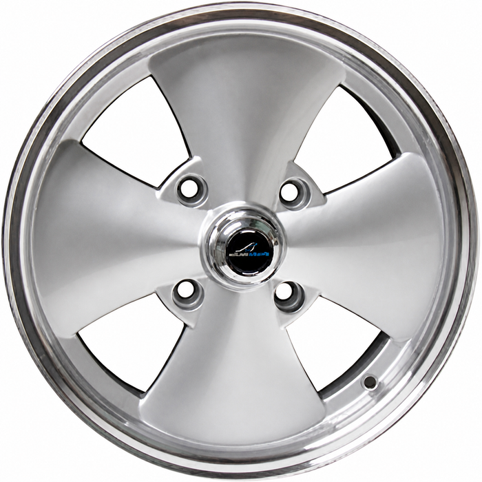 C32-EIC-S - 4 SPOKE IRON CROSS WHEEL W/CENTER CAP - SILVER - 15 INCH X 5.5 INCH WIDE (3 7/8 INCH BACKSPACE) - 4 BOLT X 130MM - BEETLE 68-79 / GHIA 68-74 / TYPE-3 66-73 - HARDWARE SOLD SEP. - SOLD EACH