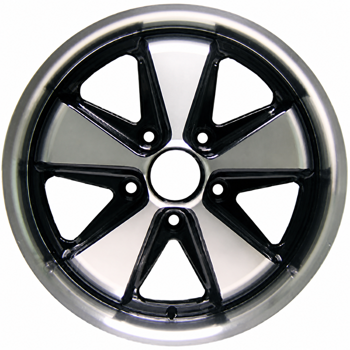 C32-FU172B - (9739) - 911 STYLE 5 SPOKE ALUMINUM WHEEL - BLACK AND MACHINED/POLISHED SPOKES - 7 INCH WIDE X 17 INCH DIA.(5.5 IN. BACKSPACE/ET40) - 5X130MM BOLT PATTERN - CENTER CAP AND HARDWARE SOLD SEPARATELY - SOLD EACH