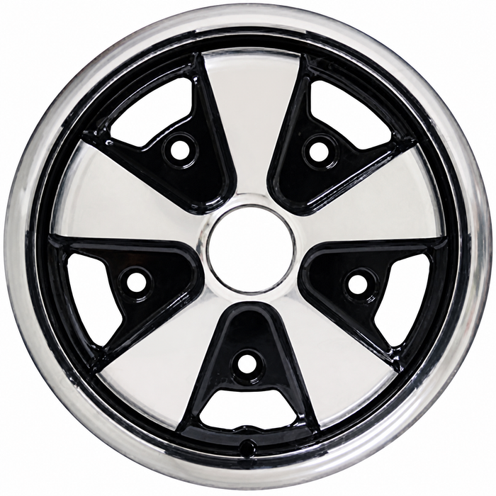 C32-FU205-4515B - POLISHED SPOKES W/BLACK BACKGROUND 911 STYLE WHEEL - 4.5X15 INCH (3.5 INCH BACKSPACE) - 5 X 205MM BOLT WHEEL - SOLD EACH