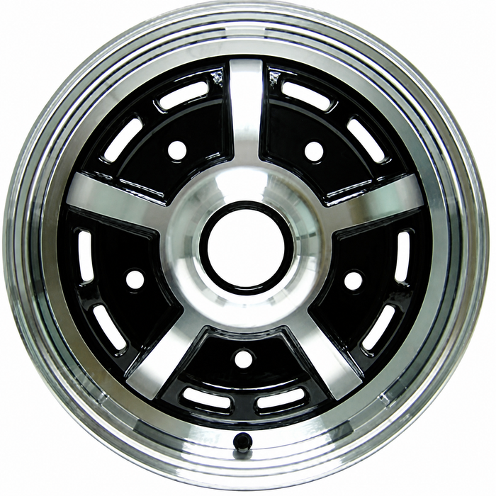 C32-SPR52-B - 00-9689-0 - 5 BOLT X 205MM SPRINT STAR ALUMINUM WHEEL - BLACK WITH POLISHED SPOKES - 5 INCH WIDE X 15 INCH DIA. (3-1/2 INCH BACKSPACE) - CENTER CAP AND ACORN MOUNTING HARDWARE SOLD SEP. - SOLD EACH