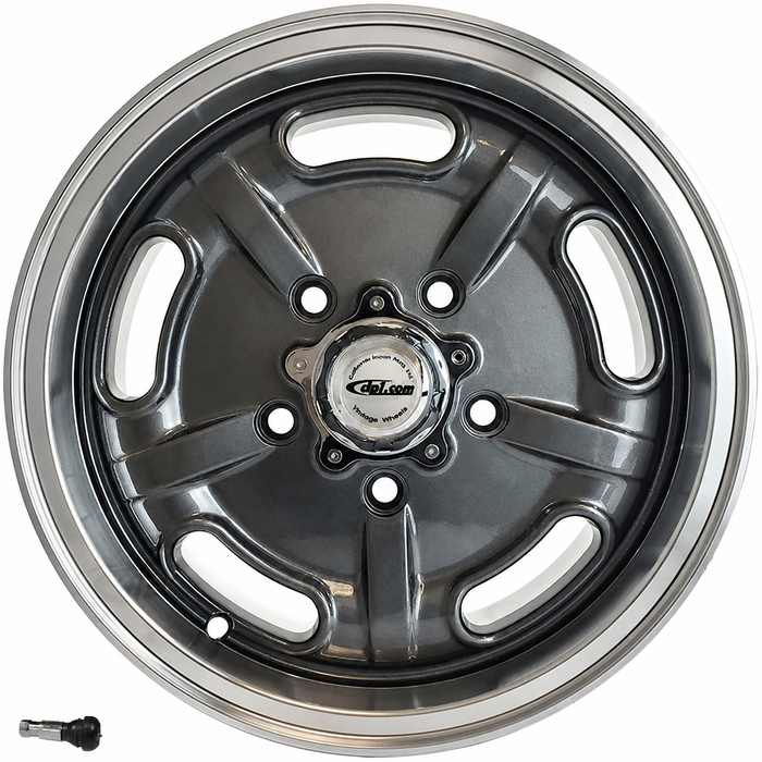 C32-SS5130-5515-GM - CIP SS SUPER SPEED WHEEL W/CENTER AND VALVE STEM - GUN METAL GREY - 15 INCH X 5.5 INCH WIDE - (BACKSPACING 4.63INCH ET+35) 5 BOLT X 130MM PATTERN - HARDWARE SOLD SEP. - SOLD EACH