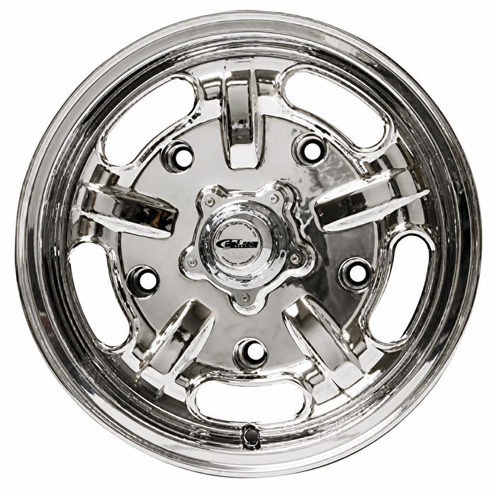 C32-SS5205-5515-C - CIP SS SUPER SPEED WHEEL W/CENTER AND VALVE STEM - FULLY CHROME PLATED - 15 INCH X 5.5 INCH WIDE - (BACKSPACING 3.80INCH ET+14) 5 BOLT X 205MM - BEETLE 46-67 / GHIA 52-65 / TYPE-3 62-65 / BUS 52-70 - HARDWARE SOLD SEP. - SOLD EACH