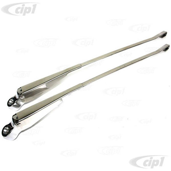 C33-S01889 - 211955409SS - 211-955-409-SS - GERMAN QUALITY FROM C&C U.K. - CHROME FINISHED STAINLESS STEEL WIPER ARMS DOMED NUT STYLE - BUS 8/68-72 - SOLD PAIR