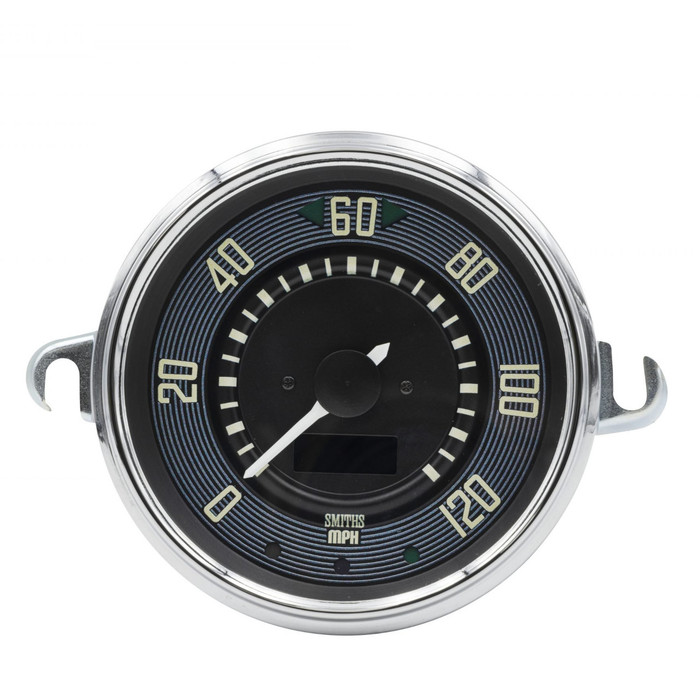 C34-EES9-1B36-04C - BLACK DIAL/CHROME BEZEL 12V PROGRAMMABLE ELECTRONIC SPEEDOMETER - 115MM DIA. 0-120 MPH - SENSOR & WIRING HARNESS INCLUDED - SPEEDO CABLE NOT INCLUDED - BEETLE 58-77 - SUPER BEETLE 71-72 - BUS 52-67 - REF. EMPI 14-1105-0 - SOLD KIT