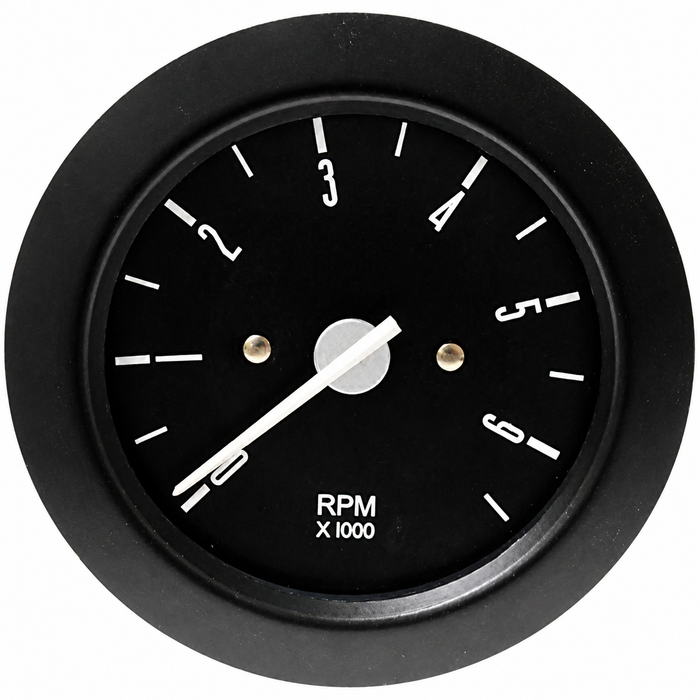 C34-EET4-1B32-03N - 86MM 0-6000RPM TACHOMETER - BLACK FACE 12V IN DASH CLUSTER - WILL FIT ALL 68-79 - CORRECT COLOR FOR BUS 73-79 - REF. EMPI 14-1153-0 - SOLD EACH