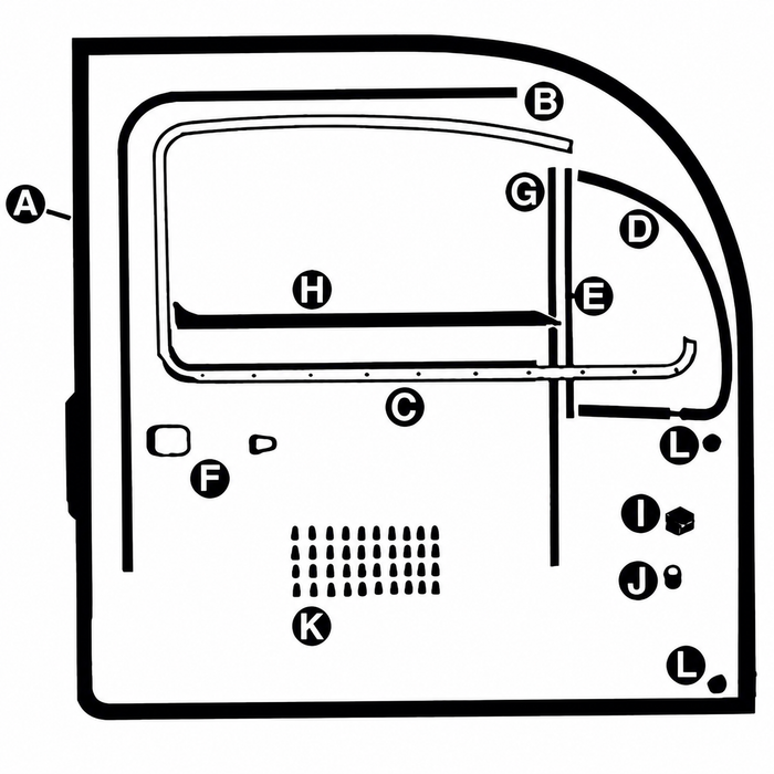 A48-8312 - COMPLETE DELUXE DOOR SEAL KIT FOR LEFT AND RIGHT DOORS - WITH GERMAN TRIM FRAMES AND BRAZILIAN OUTER DOOR SEALS - BEETLE 1960 ONLY - SOLD KIT
