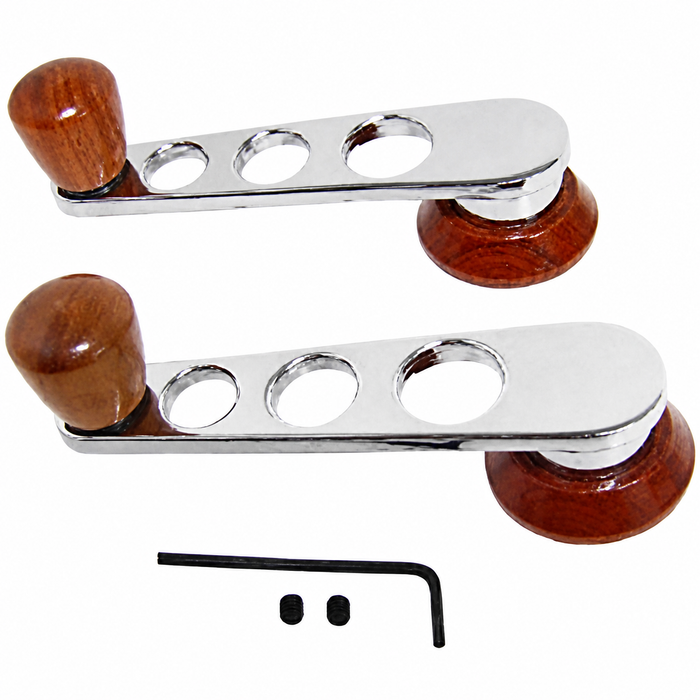 C38-I-092A - ROSEWOOD WINDOW CRANKS - BEETLE 46-67 / GHIA 56-67 - SOLD PAIR