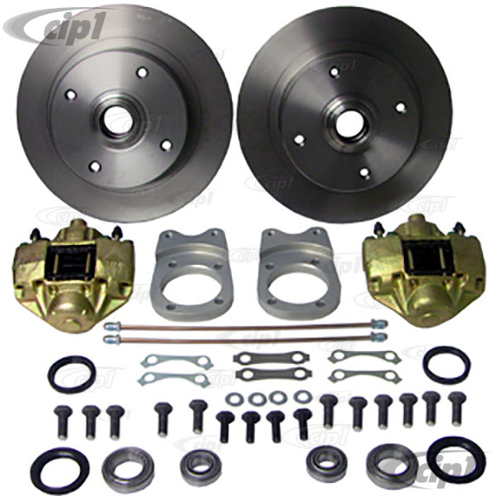 ACC-C10-4123-DLX - 22-2855 - DELUXE GERMAN MADE CNC BILLET BRACKETS & STAINLESS STEEL HOSES & HARDWARE - FRONT DISC BRAKE CONVERSION KIT (SEE SPECIAL NOTE BELOW BEFORE ORDERING) - SUPER BEETLE 71-79  - SOLD KIT
