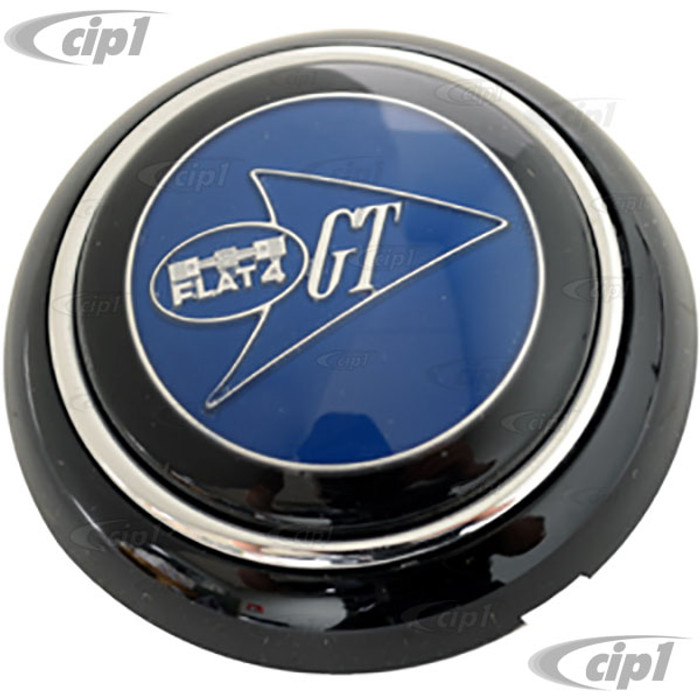 C38-IN-219B - FLAT-4 – GT BLUE/BLACK HORN BUTTON FOR SPEEDWELL STEERING WHEEL - ALSO FITS STOCK STEERING WHEELS ON BEETLE/GHIA 56-59 - BUS 55-67 - SOLD EACH