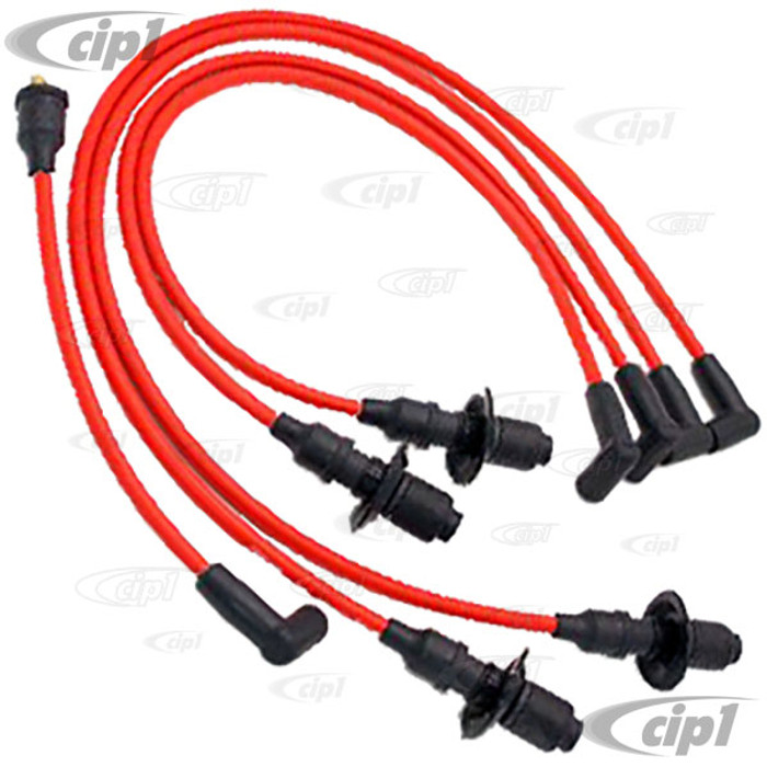 PER-804-404 - PERTRONIX FLAMETHROWER 8MM IGNITION WIRE SET - FOR VW BILLET DISTRIBUTOR WITH PIN CAP POSTS (MALE) RED - SOLD SET