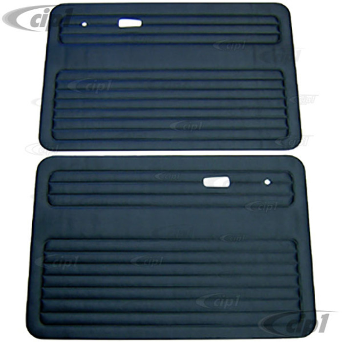 T10-1004-11 - 67-79 BEETLE FRONT DOOR PANEL SET W/O MAP POCKETS - BLACK - SOLD PAIR