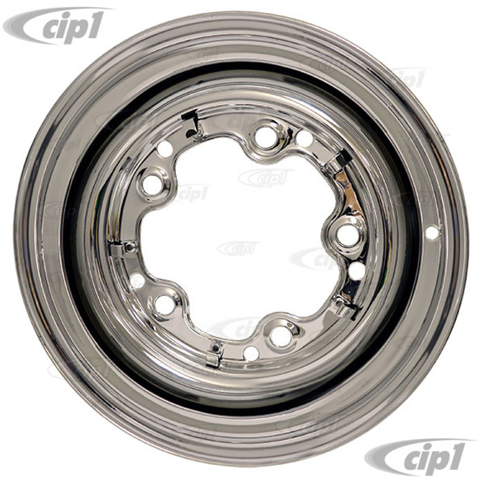ACC-C10-6620-SMCR - CHROME SMOOTHIE 5X205MM BOLT STEEL WHEEL - 15X4-1/2  (3-3/4 INCH BACK SPACING) HUBCAP SOLD SEPARATELY - BEETLE 52-67 GHIA 56-65 T-3 62-65 BUS 52-73 - SOLD EACH