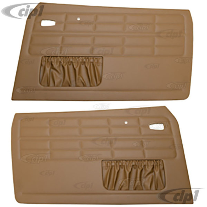 T10-1505-13 - 64-74 GHIA FRONT DOOR PANEL SET W/ MAP POCKETS - TAN - (A20)