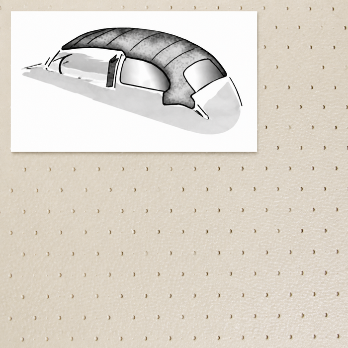 T20-1103-44 - 68-77 BEETLE SEDAN 1PC HEADLINER WITH DOOR POST MATERIAL - OFF-WHITE PERFORATED VINYL