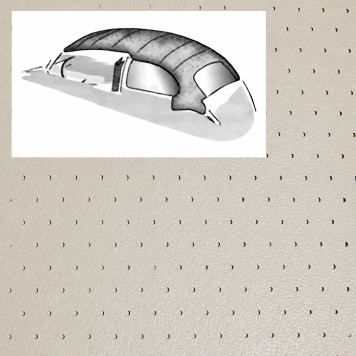 T20-1105-44 - 68-77 BEETLE SEDAN W/METAL SUNROOF -1PC HEADLINER W/DOOR POST MATERIAL - OFF-WHITE PERFORATED VINYL