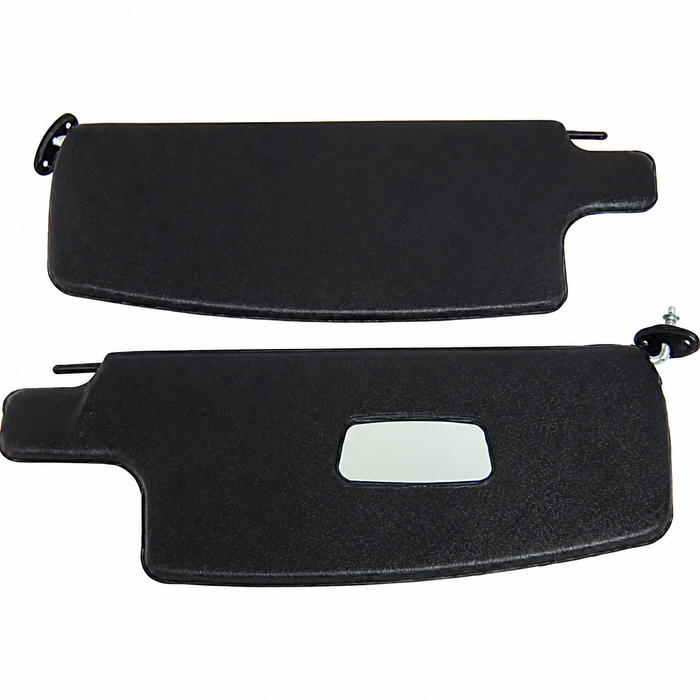 T21-1033-211 - BLACK VINYL SUNVISORS WITH MIRROR - 68-77 BEETLE SEDAN - 73-79 BEETLE CONVERTIBLE - PAIR