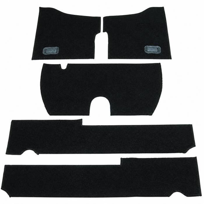 T34-F1117-301 - 58-68 BEETLE 5PC CARPET SET (FOR USE WITH ORIGINAL RUBBER MATS) - BLACK