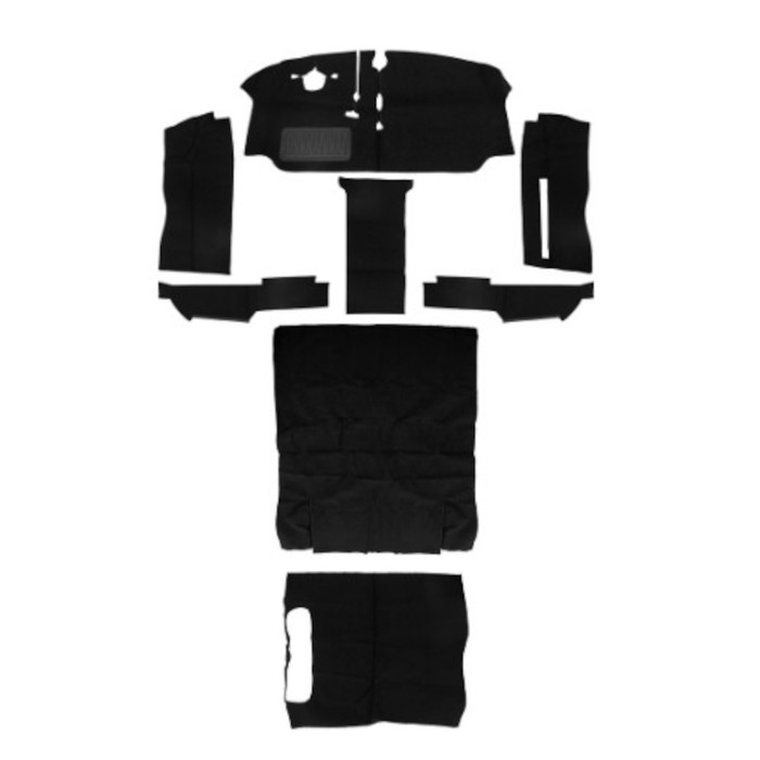 T34-F2106-301 - 73-79 BUS WITH BUCKET SEATS -8PC FULL CARPET SET - BLACK