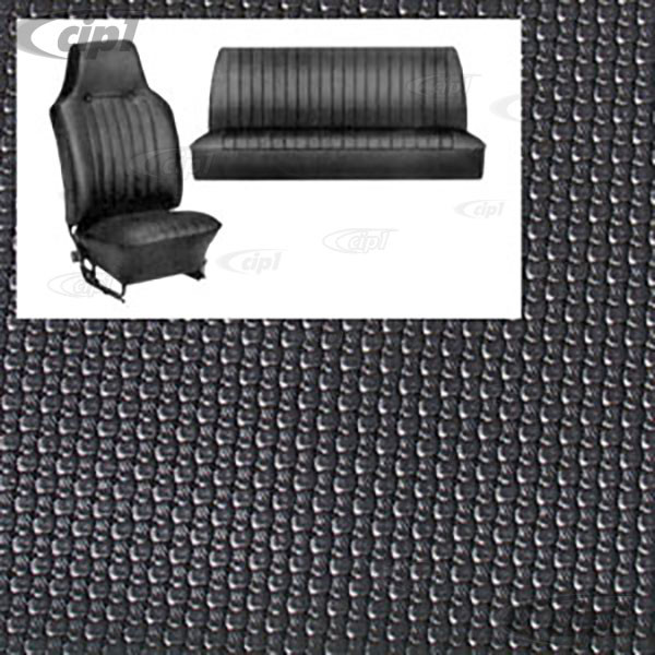 1974 VWビートル1200 STD のリアシート(ローハイセット) T42-1124-01 - SLIP-ON BLACK BASKET WEAVE VINYL SEAT COVER KIT