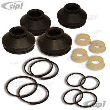 VWC-131-405-001-A4 - (131498001) SET OF 4 REPLACEMENT BALL JOINT RUBBER  BOOTS W/CLIPS - BEETLE / GHIA 66-77 (EXCEPT SUPER BEETLE) - SOLD SET OF 4