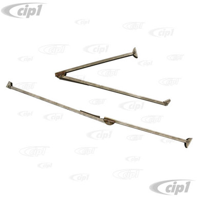 VWC-231-999-071-A - (J40447) EXCELLENT REPRODUCTION FROM THE U.K. -  WESTFALIA POP-TOP STAINLESS STEEL ROOF SUPPORT ROD/HINGE ASSEMBY WITH  SPRINGS 