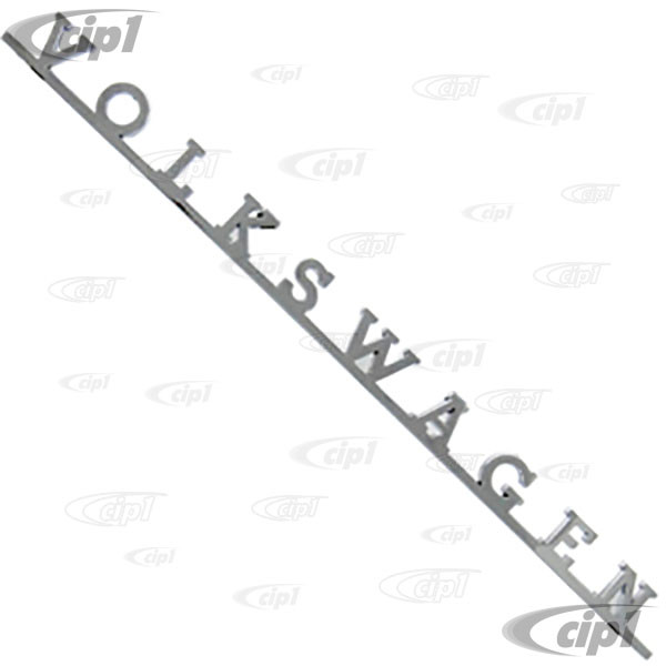 Image of VWC-311-853-687 - (311853687 211853687) - GOOD QUALITY REPRODUCTION - CHROME REAR HATCH VOLKSWAGEN SCRIPT - BUS 63-72 / TYPE-3 62-65 (SEE VWC-111-853-939-SET FOR MOUNTING CLIPS) - SOLD EACH