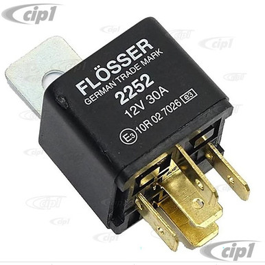 VWC-311-906-061-C - (311906061C) - FLOSSER OF GERMANY - REAR WINDOW RELAY -  12V 30AMP (BOS. 0-332-019-150) MULTI PURPOSE 5 TERMINAL RELAY- VARIOUS APP.  - FUEL PUMP TYPE-3 68-73 - REAR DEFROSTER FOR BEETLE