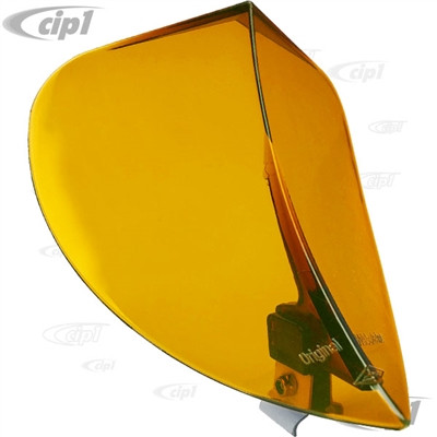 Image of ZVW-95-AMBER - BEETLE WIRBULATOR WIND SCREEN DEFLECTOR - AMBER WINDSCHTZ - WITH MOUNTING BRACKET TO MOLDING STRIP - ALL BEETLE TO 1966 (CAN BE USED 67-ON WITH MODIFICATION TO BRACKET) - SOLD EACH