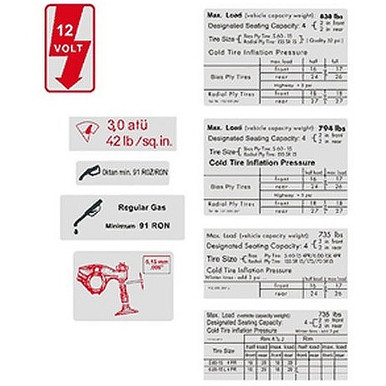 VWC-ZVW30 - DECAL SHEET - INCLUDES COIL / WASHER RESERVOIR - FUEL