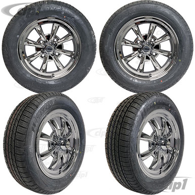 C32-E28C-SET-WT - SET OF 4 15X5.5 CHROME 8 SPOKE WHEELS (4X130MM