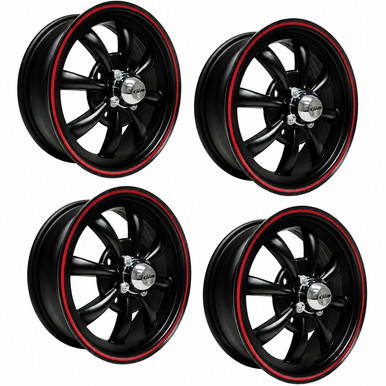 C32-E28MBRR-SET - ( 9682 ) - SET OF 4 MATTE BLACK W/RED RIM 8
