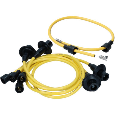 ACC-C10-5860-60 - COPPER CORE - YELLOW IGNITION WIRE SET WITH EXTRA LONG COIL WIRE AND CONNECTORS - PERFECT FOR RELOCATING COIL MOUNT - 12-1600CC ENGINES - BEETLE 46-79 - GHIA 56-74 - BUS 50-71 - REF.#