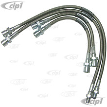 Image of C13-5585 - EMPI - BRAIDED STAINLESS STEEL BRAKE HOSE KIT - MADE IN THE USA -  STD BEETLE 58-64 - SET OF 4