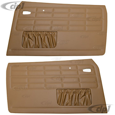 T10-1505-13 - 64-74 GHIA FRONT DOOR PANEL SET W/ MAP POCKETS - TAN