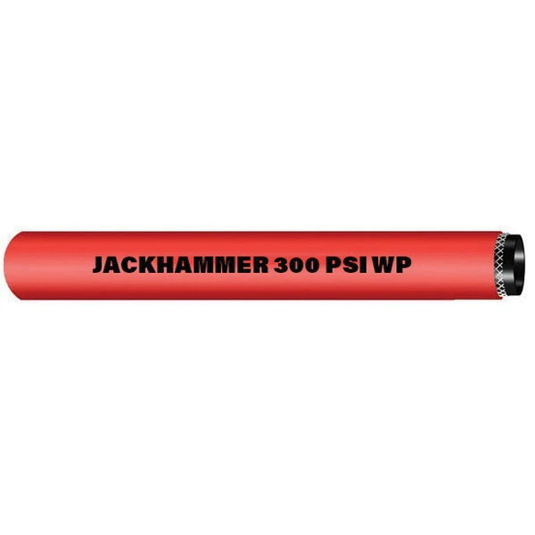 3/4 Inch x 50 FT Red Jackhammer Air Hose with Male NPT Nipple and