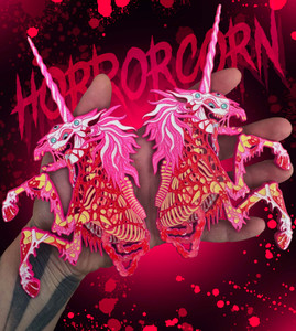 Butchered Horrorcorn, large enamel monster pin by Almost Amusing