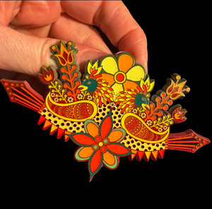 PA Dutch seasonal fall distelfink folk art enamel pin