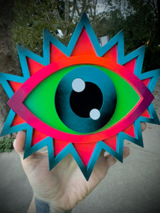 Hand painted  layered eye gazer woodcut. A unique 1/1 woodcut painted by the artist Hand painted  layered eye gazer woodcut. A unique 1/1 woodcut painted by the artist