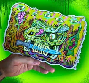 Large weatherproof vinyl sticker depicting a horrific monster by artist ESAYDE, a must have for fans or horror and comic books alike!