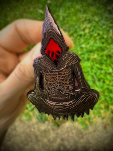 OG Mini Ego Death featuring the unique magnetized pigment CAT EYE effect! A highly unique artist enamel pin designed by Almost Amusing