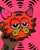 Hand painted Woodcut Garfield style cat with cute googly eyes, handmade adorable decor for pop art collectors.
