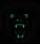 Glow in the dark close up of Feral enamel pin