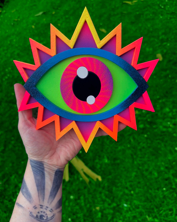 Beach Splash hand painted eye gazer woodcut original artwork