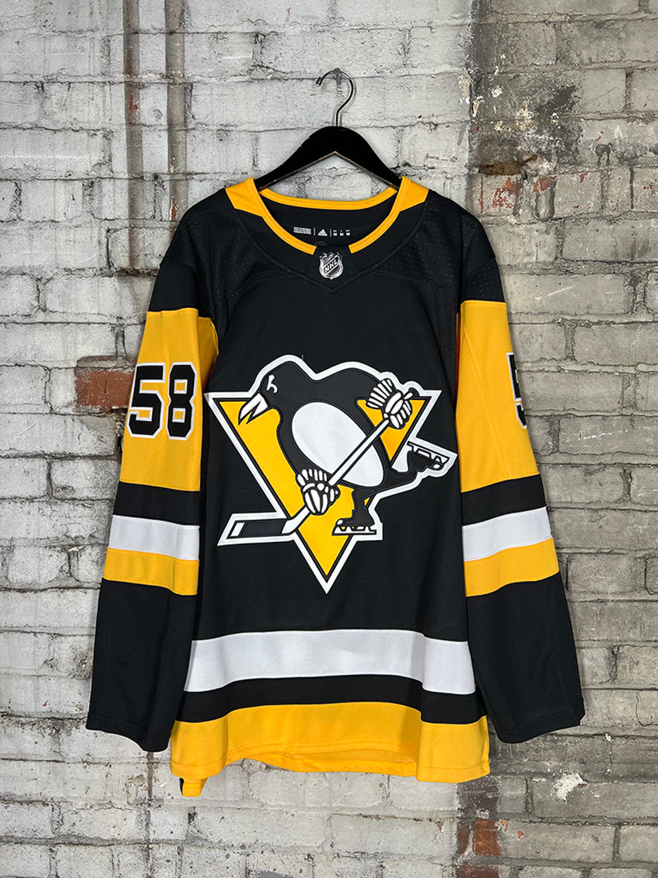 #58 Letang - Adidas NHL Embroidered Penguins Jersey with Strap