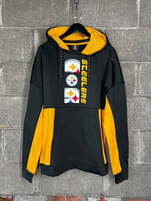 Steelers Raised Graphic Black & Gold Crew Hoodie