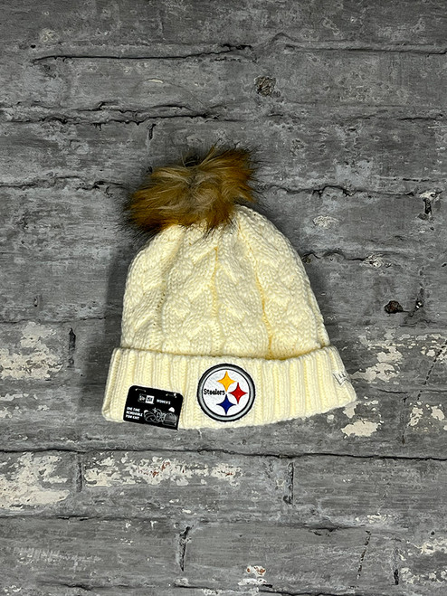 Pittsburgh Steelers New Era Knit Fur Pom (Vanilla)